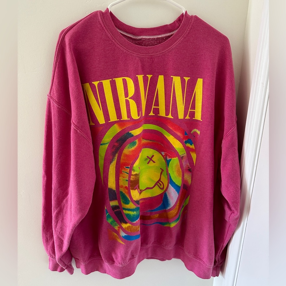 Urban outfitters pink Nirvana crew neck sweatshirt